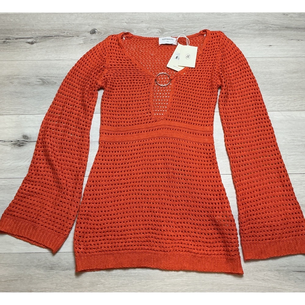 Peppermayo Sunriser Crochet Mini Dress Red XS/S New With Tags - Picture 2 of 6